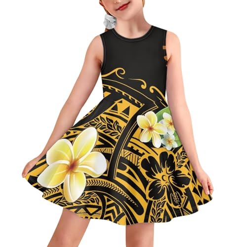 Beach Midi Dresses Polynesian Puletasi Samoa Girls Dress A-Line Swing Twirl School Dress Wedding Birthday Dress