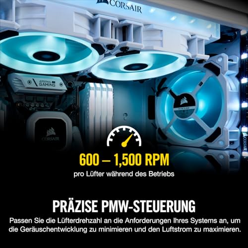 Corsair LL120 RGB LED PWM PC-Gehäuselüfter (120mm Dual Licht Loop RGB LED, Einzelverpackung) weiß – Ansicht 6