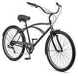 Schwinn Huron 7 Cruiser Bike, 26 Inch Bike for Women and Men, 7-Speed Beach Cruiser Bicycle, Linear Pull Brakes, Comfortable Padded Seat, Upright Riding Position, Adult Bicycle