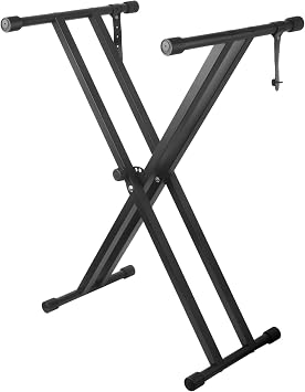 Piano Keyboard Stand Double X Heavy Duty Keyboard Stand with Locking Straps, 7 Adjustable Heights
