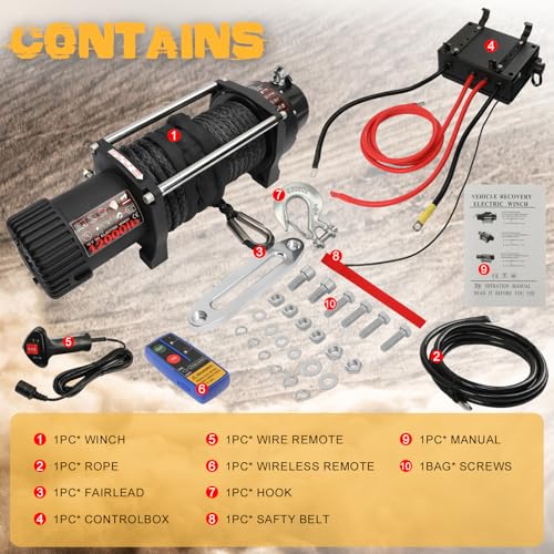 Winch eléctrico 12000 lb motor 12V control remoto miniatura 6