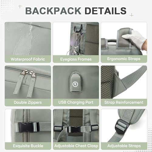 Image of Vacuum Backpack Travel Backpack with Compression, Men Women Vacuum Backpack with Air Pump, Carry on Backpack Flight Approved Personal Item Size - Army Green
