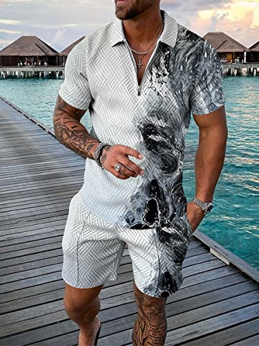 Survêtement d'été hawaïen homme ensemble pantalon polo contre la sueur