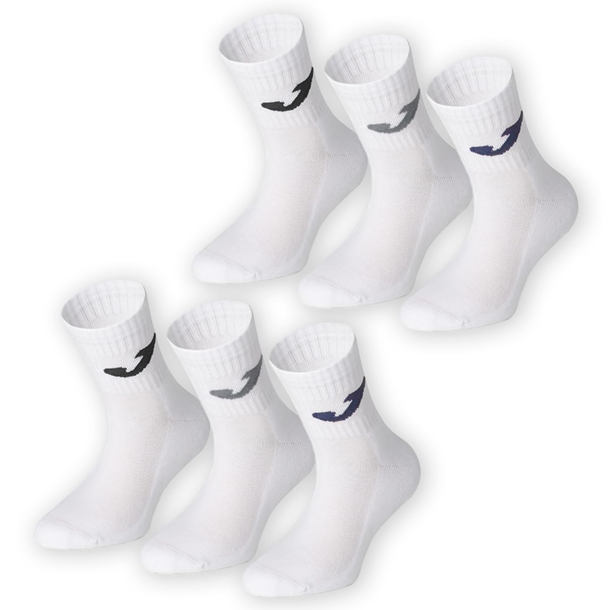 Joma Calcetines para niño o niña de rizo para todas las estaciones, calcetines de tenis para niños fútbol y baloncesto, altura media pantorrilla, calcetines deportivos de algodón, 6 pares