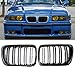 Paire de grilles de calandre avant sport à double lamelle pour BMW Série 3 E36 318i 328i 323i Noir brillant