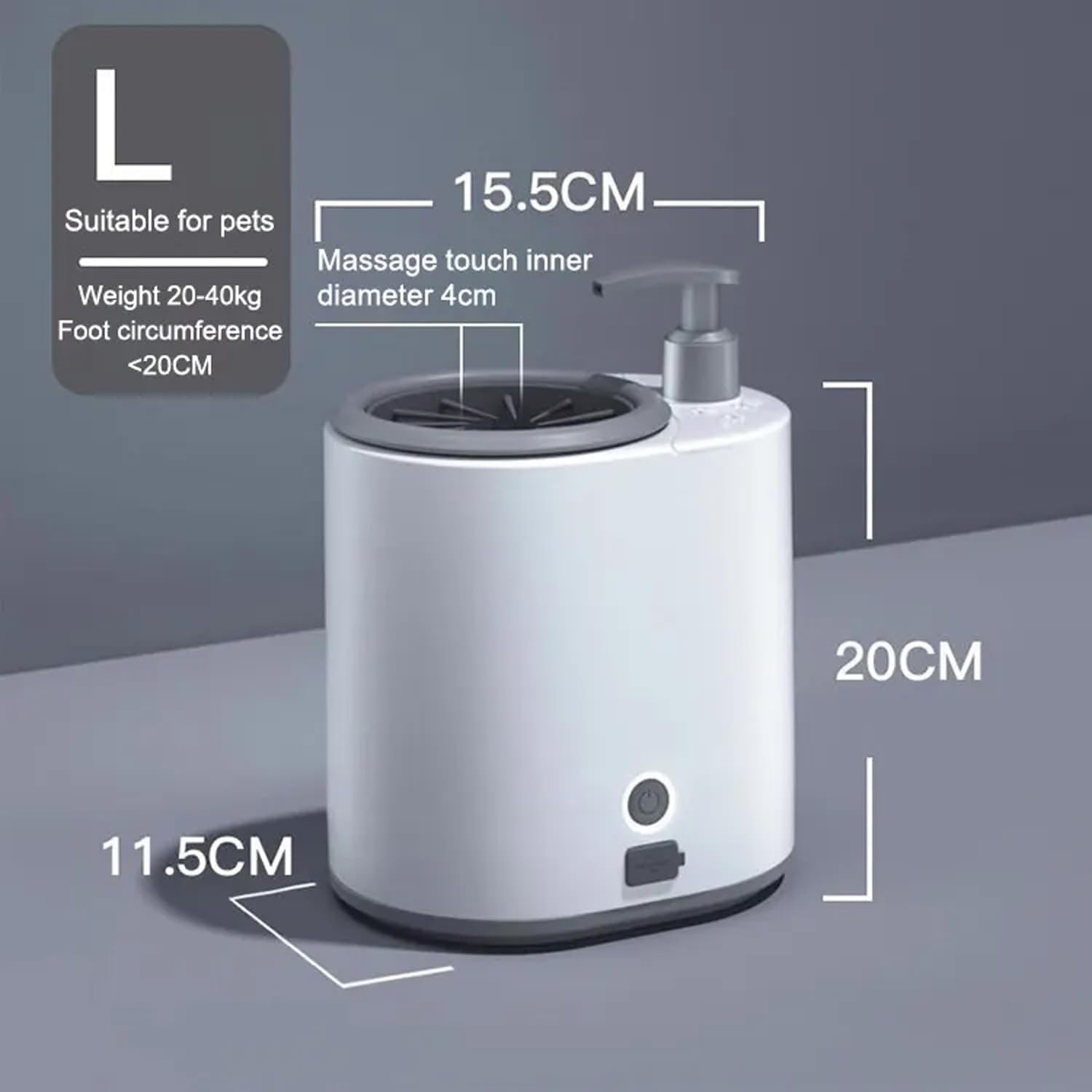 Automatyczna elektryczna myjka do łap, przenośna myjka do stóp dla zwierząt domowych z miękką silikonową szczotką i ładowaniem USB, zbiornik na wodę 300 ml dla łatwego czyszczenia błotnistych łap