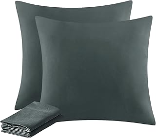 Aisbo Kissenbezug 80x80 2er Set - Kopfkissenbezug 80 x 80 Anthrazit mit Reißverschluss aus Mikrofaser, ÖKO-TEX Pillow Cover 80x80cm, Weich und Bügelfrei