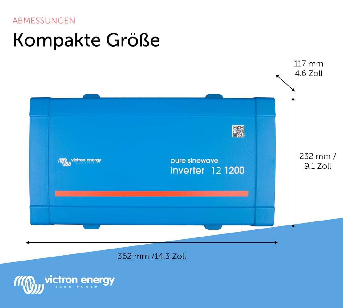 Victron Energy 1200VA 12-Volt 230V AC Reiner Sinus Wechselrichter (Schuko)