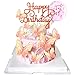 Joyoldelf Dekoracja na tort z motylami, dekoracja urodzinowa, dla dziewczynki, Happy Birthday, dekoracja na ciasto z balonami z konfetti na urodziny