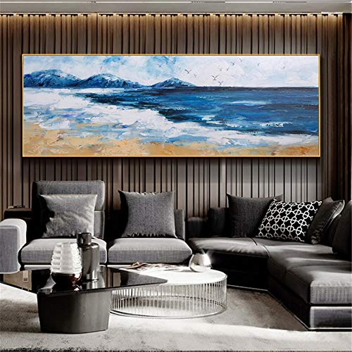 Peinture à l'huile abstraite toile épaisse 90x180 pour habiller un grand mur vide
