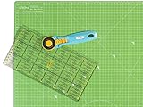 Rollschneider Ø 45mm Lialina® / A2 Schneidematte 60 x 45 cm+ Patchwork Lineal 15 x 30 cm + Rollschneider