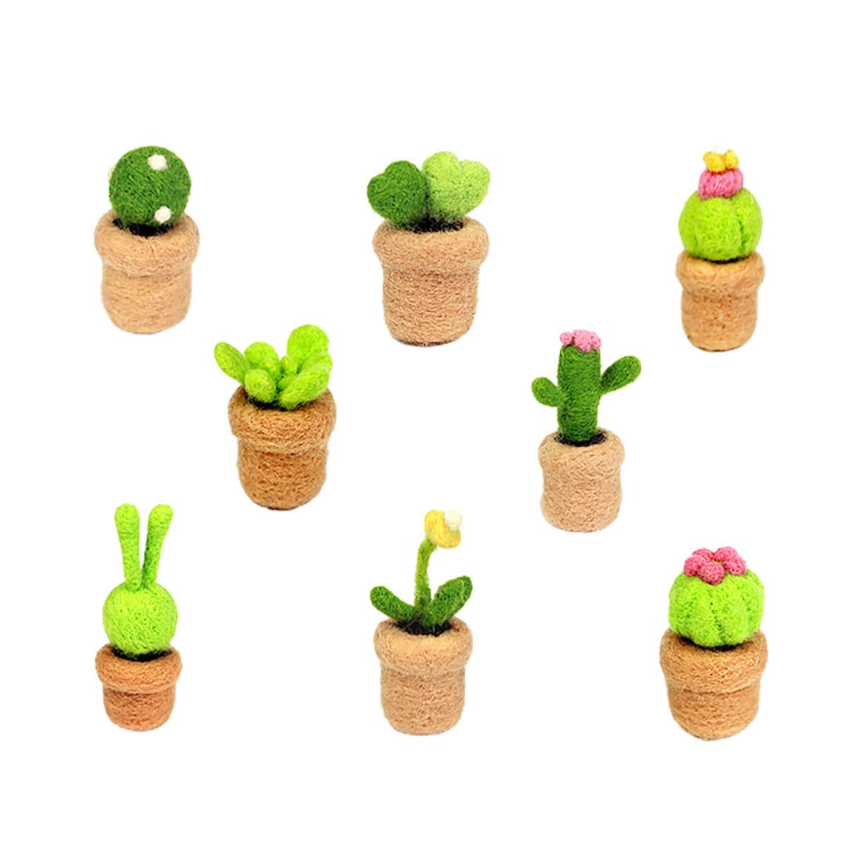 Angoily Wool Felting Starter Kit Pcs Cactus Craft Kit DIY Material Pack for Home Decor Needle Felt Projects