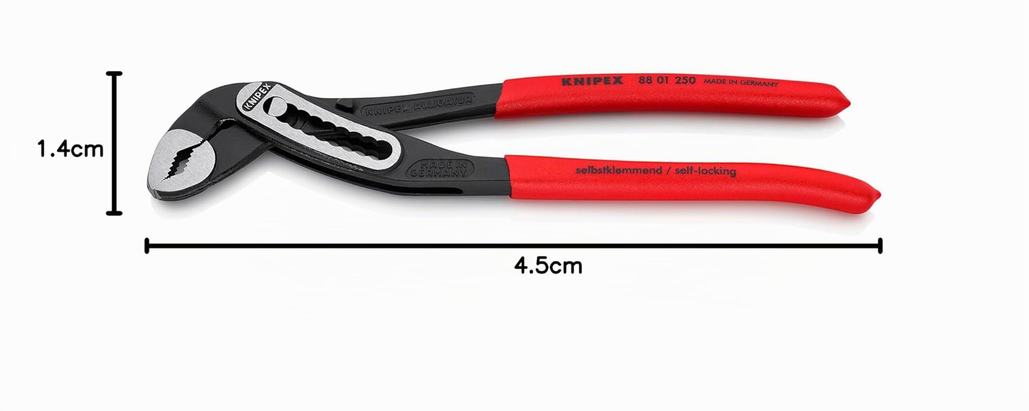 Knipex Alligator Pince multiprise, 250 mm, écrous jusqu'à 46 mm, tuyaux jusqu'à 50 mm, construction robuste, autobloquante, serrage, 88 01 250