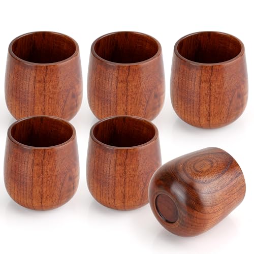 WENLISELL Confezione da 6 tazze da tè in legno, 180 ml, tazze in legno per latte, vino, caffè, succhi di frutta, bevande