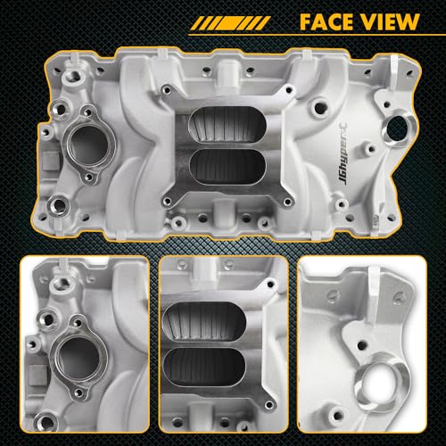 Image of 2701 EPS Dual Plane Intake Manifold for SBC 262-400 V8 Silver | Compatible with Chevy Small Block 305 327 350 383 1955-1986 Idle-5,500 RPM Cast Aluminum Square Bore