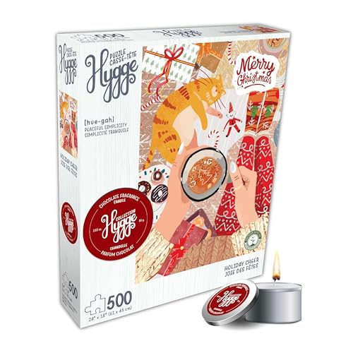 Puzzle de 500 piezas para adultos y vela – Hygge Christmas - Holiday Cheer – Desafiante Rompecabezas de invierno acogedor, 24x18 miniatura 3