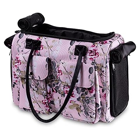 Fashion Dog Carrier Cat Carrier Rabbit Carrier- Soft Sided Pet Carrier Purse Bag - Breathable Mesh Airline Approved Pets Travel Tote Bag with Pockets (Spring Roses) Cover