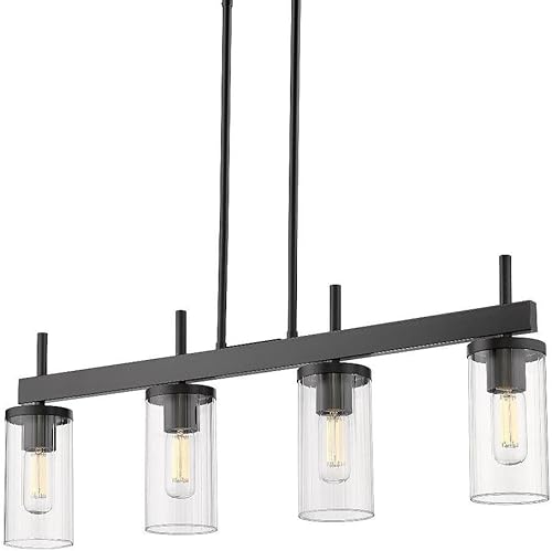 Golden Lighting 7011-LP BLK-CLR Winslett - Colgante lineal, negro mate