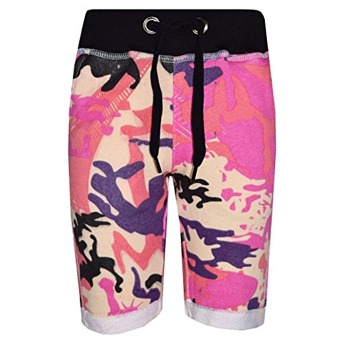 Shorts de vellón para niñas moda de verano en camuflaje rosa activo para el parque