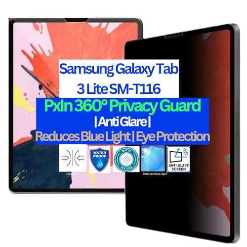 Image of Pxin Tablet Privacy Guard compatible with Samsung Galaxy Tab 3 Lite SM-T116 | Privacy screen protector | Anti Glare | Anti Spy | Reduces blue light | Self healing from scratches | Eye Protection