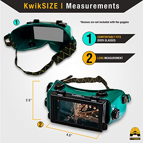 Image of KwikSafety - Charlotte, NC - HAMMERHEAD Welding Goggles Flip-Up [ANTI-FOG, Snug FIT] Shade 5 Industrial ANSI Ventilation Safety Plasma Jet Welding Torch Brazing Flame Cutting Gas Oxy-Acetylene /Green