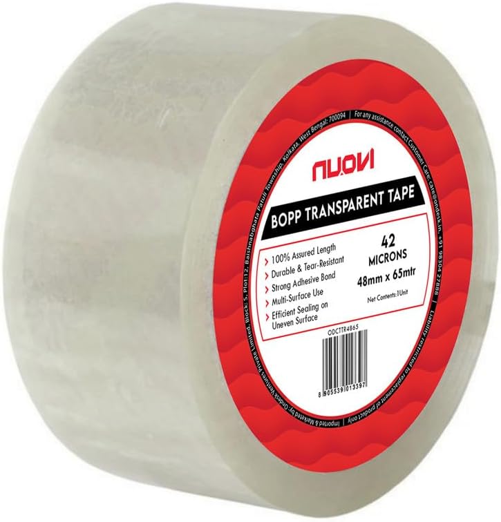 BOPP Transparent Tape | 65meter Length X 48mm Width | 42Micron High Strength Self-Adhesive Tape for Strong Hold | Perfect for Office, Packaging, DIY, Shipping & More (Pack of 6)