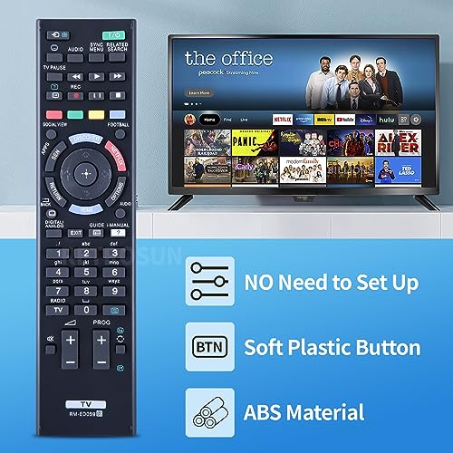 TCNOUMT New RM-ED059 Replacement Remote Control for Sony Bravia LED TV Compatible with KDL-32W706B KDL-42W706B KDL-42W805B KDL-42W828B KDL-42W829B KDL-50W805B KDL-50W815B KDL-50W817B KDL-50W829B - Image 3