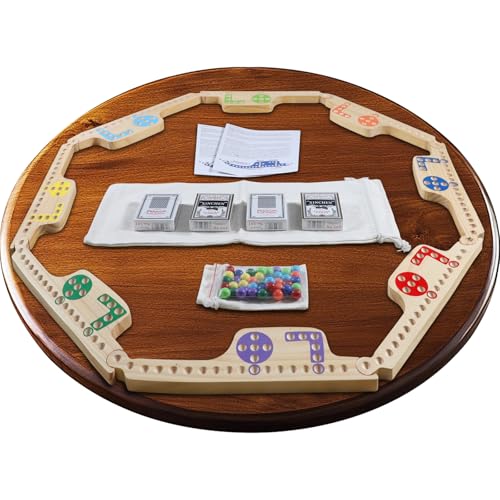 Image of Jokers and Marbles Board Game - Wooden Travel Game for 2-8 Players，Card and Marble Game,with 8 Game Boards 4 Cards 40 Marble - for Travel & Parties and Family Nights