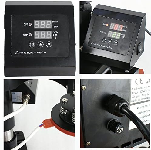 Miniatura 8 de ZENY Máquina de prensa de calor para camiseta de 12 x 15 pulgadas, kit combinado 6 en 1, sublimación de transferencia de calor para tapa de placa y