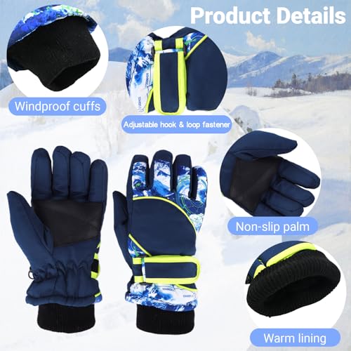 Image of Colorful Winter Gloves for Kids Windproof Boys & Girls Snow Ski Gloves Warm Mittens for Children Outdoor