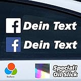 facebook aufkleber  Decus Shop Facebook Wunschname, Oil-Slick Folie, Auto-Aufkleber 1 Stück