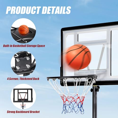image for Nova Microdermabrasion Portable Basketball Hoop Outdoor, 7.2-9.2ft Hei