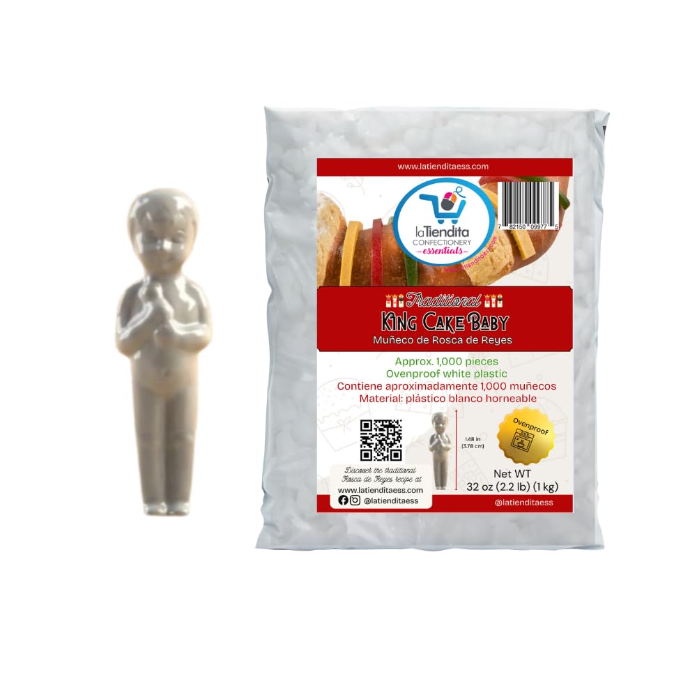 Plastic baby figure (1000 pieces aprox) oven resistant (for bread and cakes, not recommended to bake with cookies) for Rosca de reyes, King Cake Mardi Gras, Baby Shower games and more