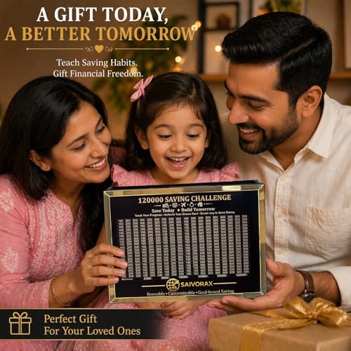 Image of Premium 1.2 Lakh Money Saving Box for Adults & Kids - Wooden Money Box (Gullak) Saving Challenge with Tracker & Marker | Reusable Money Bank Piggy Bank for Cash Savings