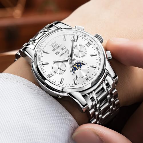 OLEVS Mens Automatic Watches Skeleton Mechanical Self Winding Luxury Fashion Dress Wrist Watch Luminous Waterproof3