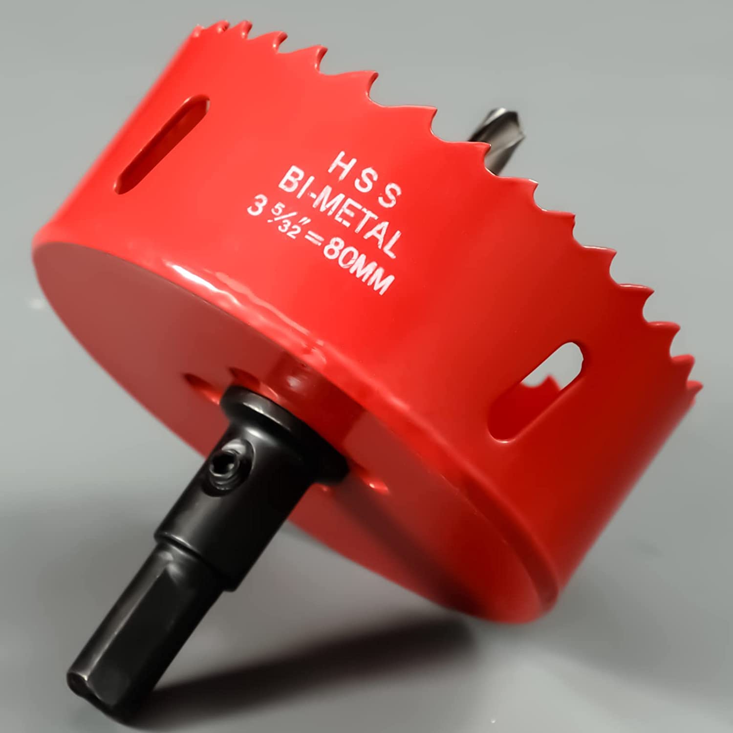 Hole Saw 80 mm M42 HSS Hole Drill Set Bi-Metal with Hex Shank and Centring Metal Drill Bits Set for Metal Iron Aluminium Wood Drywall Plastic Fibreboard Red