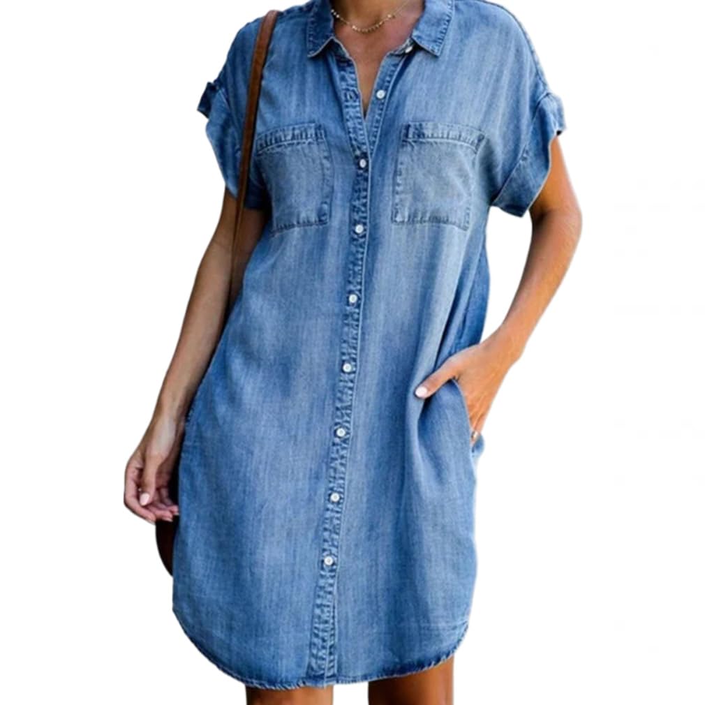 Cozyan Vestido Casual De Verano para Mujer Vestido De Cintura Alta De Mangas Cortas Mujeres Casual Verano Vestidos Moda Gasa Cuello en V Magas Cortas Estampado Floral Vacaciones