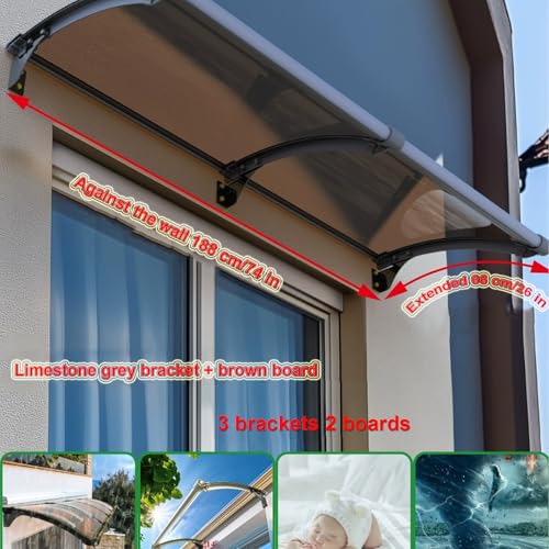 Auvent extérieur 80x188 cm pour terrasse abri imperméable et protection solaire de jardin - 7