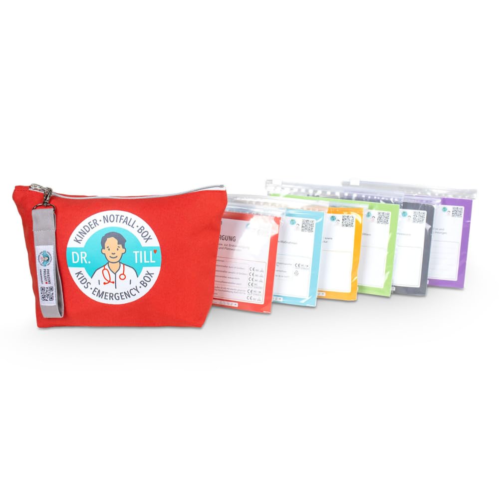 Dr. Tills Kindernotfallbox MODULAR | 83 Teile | Erste Hilfe Set für Kinder & Eltern bei Notfällen | inkl. Erste Hilfe am Kind Ratgeber & Kindernotfallkarten
