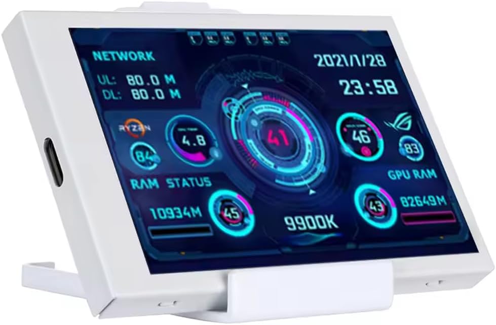 3.5 inch IPS USB Mini Screen AIDA64 PC CPU RAM HDD Data Monitor Computer Temperature Display Type-C Sub Screen White