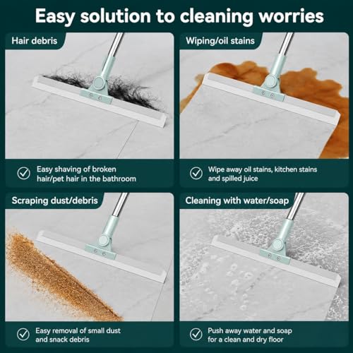 Image of Misamo Enterprise Wiper Mop for Floor Cleaning, 50 cm, Green, Pack of 2 | Telescopic Handle, Streak-Free Cleaning, Durable EVA Blade, Lightweight Design, 360 Swivel Head, Smooth Floor Glide