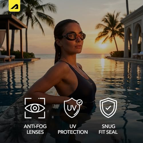 Image of Boldfit Swimming Goggles for Men & Women with Adjustable Strap Anti Fog Goggles for Swimming Men Swimming Goggles for Women Air Tight Swim Goggles UV Protection Training Swim Goggles - BlackOrange