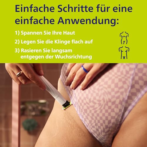 Philips OneBlade Intimate - Elektrischer Intimrasierer und Intimtrimmer für Damen und Herren, mit extra Hautschutz, 2x SkinProtect Klingen, 1x 3-mm-Trimmaufsatz, QP1924/30, Weiß