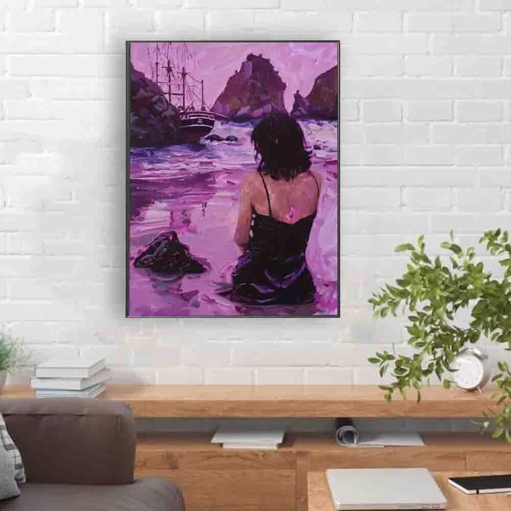 Diament Malarstwo Kobieta Diament Malarstwo Dla Dorosłych, Diamentowy Obraz Łódź DIY 5D Cyrkonie Kreatywność Haft krzyżykowy Zestawy rzemieślnicze do dekoracji ścian 80x100cm 8-3548