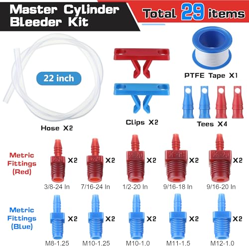 Enhon SO-ENHON-2838 Master Cylinder Bleeder Kit Replacement For 14151, 22 Inch Hose, Clip, Sae And Metric Fittings Universal Fit, Complete Brake Bleeder Kit thumb #1