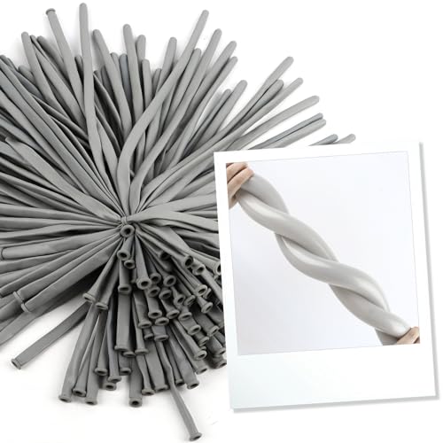 Image of Party Balloons - Gray 260 Long Balloons for Birthday Celebrations & Events | Gray long balloons for balloon arch & string garland decorations, thick latex & easy to inflate, great for birthday wedding