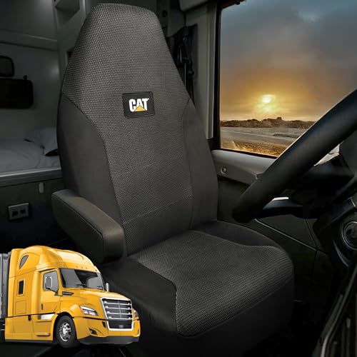 CAT Semi Truck Seat Covers Breathable Mesh Interior Accessories for Big Rigs 18 Wheelers & Semis Universal Fit Truck Accessories for Semi Trucks Best Accessories for Long Haul Truckers