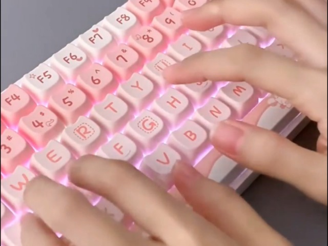 COOMICKEY Cute Cat Keycaps - Pink & White PBT Keycaps, Mao