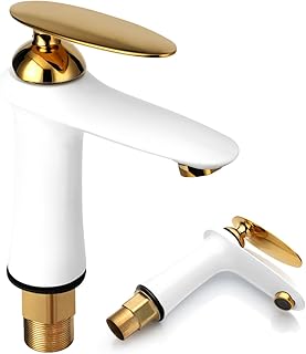 Comprar Grifo de Baño,Ggrifo Lavabo Dorado Grifo de Lavabo de Latón Antiguo,Grifo de Agua Caliente y Fría Mezclador Fregadero