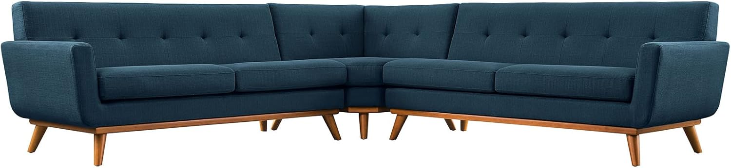 Modway Engage L-Shaped Sectional Sofa in Azure